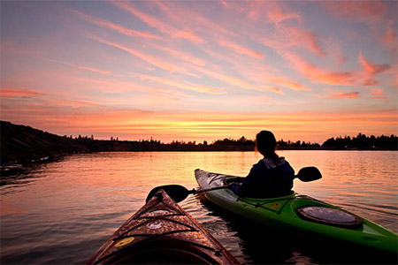 People on lake kayaking