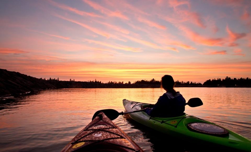 Kayaking on lake